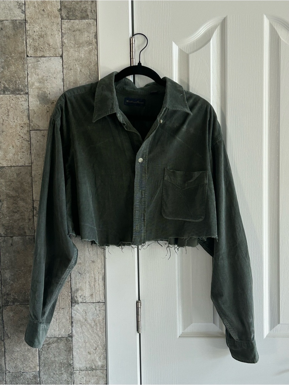 VINTAGE Cropped Charcoal Green Button-Front Women's Jacket